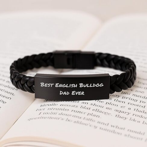 English Bulldog Dad Gifts Unique Interlaced Leather Bracelets from Men to Friends for Graduation in Kuwait