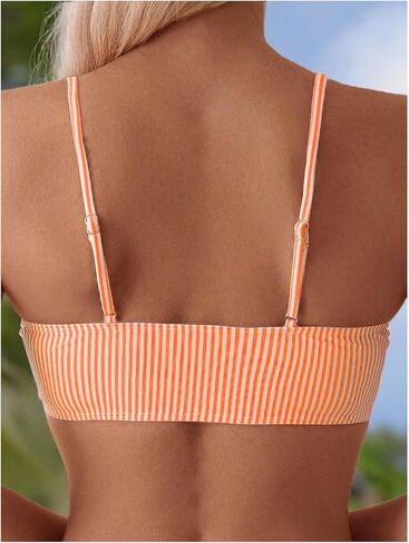 SweatyRocks Women's 2 Piece Bikini Sets Summer Beach Spaghetti Strap Striped High Waisted Bathing Suits in Kuwait