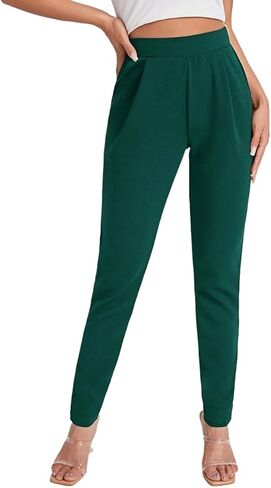 Womens High Waisted Pants with Pockets Casual Regular Fit Trousers for Spring and Fall in Saudi Arabia