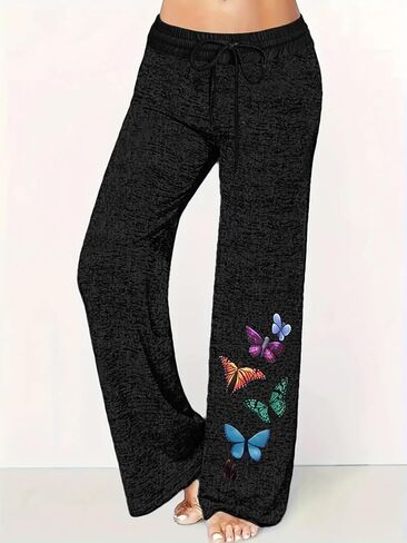 Women's Plus Size Butterfly Pants with Fake Drawstring Casual Holiday Sport Leg Straight Leg Trousers in Kuwait