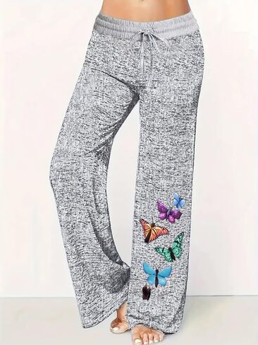 Women's Plus Size Butterfly Pants with Fake Drawstring Casual Holiday Sport Leg Straight Leg Trousers in Kuwait