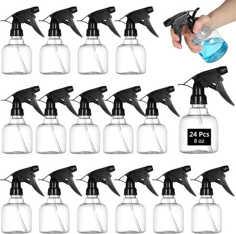 24 Pcs 8 oz Small Sprayers, Plastic Spray Bottles, Refillable Spray Bottle with Adjustable Nozzles, Leak-Proof Storage Bottles for Cleaning, Gardening, Hair Care in Saudi Arabia