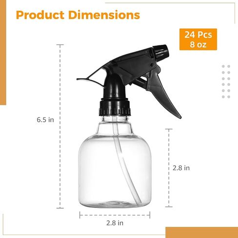 24 Pcs 8 oz Small Sprayers, Plastic Spray Bottles, Refillable Spray Bottle with Adjustable Nozzles, Leak-Proof Storage Bottles for Cleaning, Gardening, Hair Care in Saudi Arabia