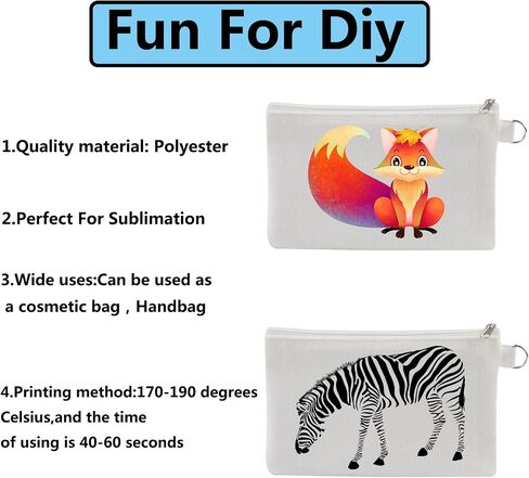 OKBA 30 PCS Sublimation Blanks Makeup Bags Bulk,White Canvas Bag,Polyester Tote Bags for Sublimation DIY Craft in Kuwait