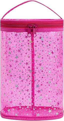 RSRSLEII Clear Star Lotion Cylinder Bag for Toiletry,Waterproof PVC Sunscreen Travel Makeup Bag,Top Handle Cosmetic Bag Gift for Beach and Pool(01Hot Pink) in Saudi Arabia