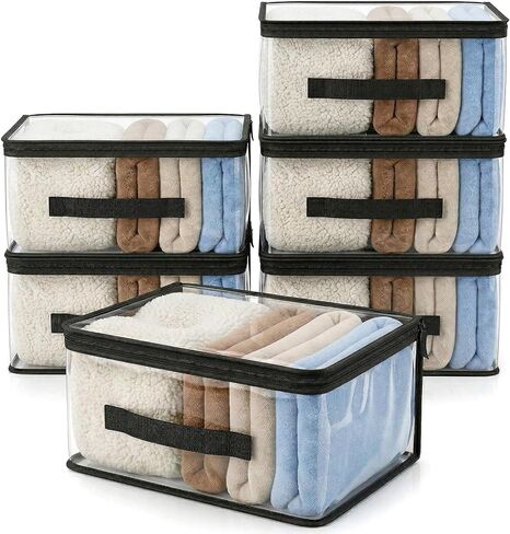6 Pack Large Clear Storage Bags & Packing Cubes, 33L Extra Large PVC Zippered Organizer with Handle for Travel, Blanket, Sweater, Clothing & Home Storage in Saudi Arabia