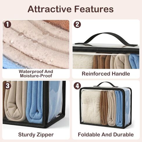 6 Pack Large Clear Storage Bags & Packing Cubes, 33L Extra Large PVC Zippered Organizer with Handle for Travel, Blanket, Sweater, Clothing & Home Storage in Saudi Arabia