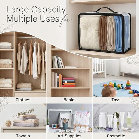 6 Pack Large Clear Storage Bags & Packing Cubes, 33L Extra Large PVC Zippered Organizer with Handle for Travel, Blanket, Sweater, Clothing & Home Storage in Saudi Arabia