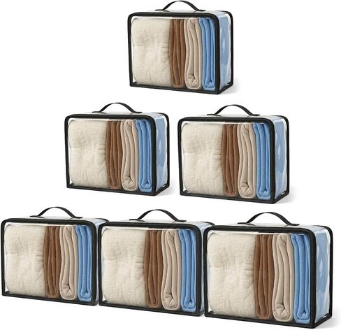 6 Pack Large Clear Storage Bags & Packing Cubes, 33L Extra Large PVC Zippered Organizer with Handle for Travel, Blanket, Sweater, Clothing & Home Storage in Saudi Arabia