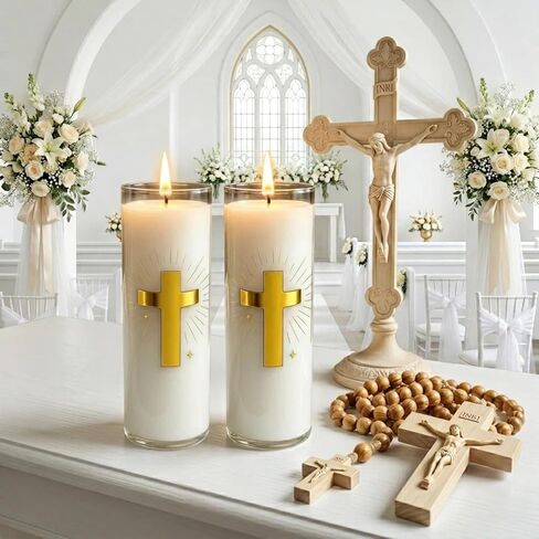 White Beeswax Candle – 2 Pack, 160-Hour, Blessed for Church, Wedding, Prayer & Home – Christian Gift for Women in Saudi Arabia