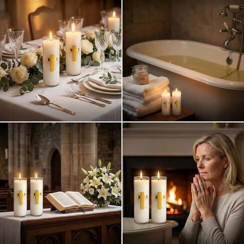 White Beeswax Candle – 2 Pack, 160-Hour, Blessed for Church, Wedding, Prayer & Home – Christian Gift for Women in Saudi Arabia