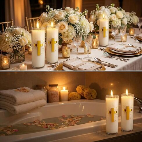 White Beeswax Candle – 2 Pack, 160-Hour, Blessed for Church, Wedding, Prayer & Home – Christian Gift for Women in Saudi Arabia