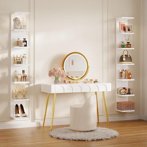 Yuyetuyo 7 Tier Floating Wall Shelf, White Floating Shelves for Wall with LED Light, Versatile Wall Shelf Unit for Bedroom Living Room Bathroom, Lack Shelf for Home Organizer Display in Saudi Arabia
