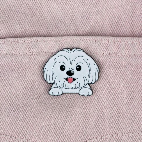 Cute Bichon Dog Face Meme Enamel Pin For Puppy Lover, Fluffy Dog Lover Pin Brooch, Kawaii Pet Face Brooch Badge For Fur Mom Dad Pet Owner, Kawaii Maltese Badges, Cute Puppy Lapel Gift, Small Puppies Jewelry Accessories in Saudi Arabia