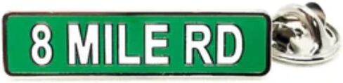 Detroit 8 Mile Road Street Sign Enamel Pin Pinch Clasp Closure, Cast and filled cloisonne Lapel Pins for clothing, backpacks, denim jackets & fabrics 1.25" Size in Kuwait