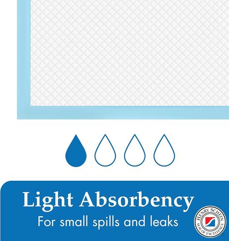 Henry Schein Disposable Underpad Unisex, 30x30 Light Absorbency, White/Blue - Disposable, Hypoallergenic, Leak Resistant, Poly Backing, Latex-Free – 50 Count in Kuwait