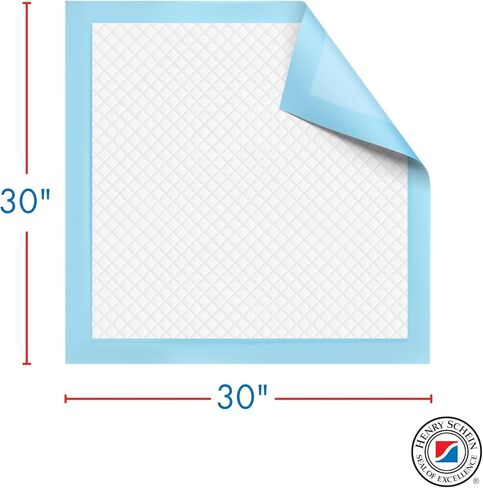 Henry Schein Disposable Underpad Unisex, 30x30 Light Absorbency, White/Blue - Disposable, Hypoallergenic, Leak Resistant, Poly Backing, Latex-Free – 50 Count in Kuwait