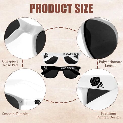 2 Pcs Flower Girl Ring Bearer Proposal Gifts White Flower Girl Sunglasses and Black Ring Security Sunglasses for Women Men, Mr & Mrs Bridesmaid Groomsmen Wedding Supplies in Saudi Arabia