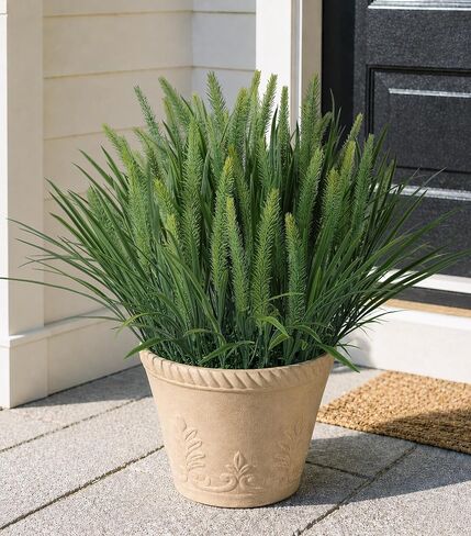 Ivydale 4 PCS Fake Plants Outdoor Artificial Plastic Grass,20" Faux Dog Tail Grass Plant UV Resistant Outdoors Fake Greenery Stems Bushes for Planters Patio Porch Window Box Pathway Garden Home Decor in Saudi Arabia