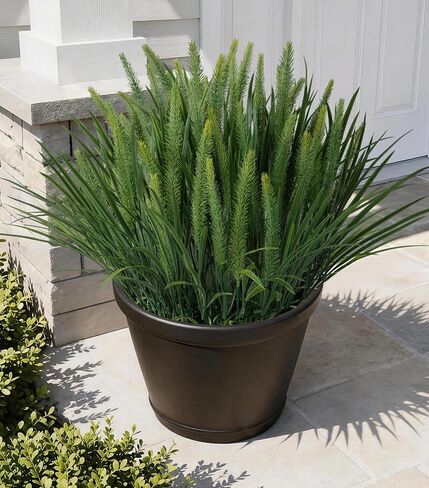 Ivydale 4 PCS Fake Plants Outdoor Artificial Plastic Grass,20" Faux Dog Tail Grass Plant UV Resistant Outdoors Fake Greenery Stems Bushes for Planters Patio Porch Window Box Pathway Garden Home Decor in Saudi Arabia