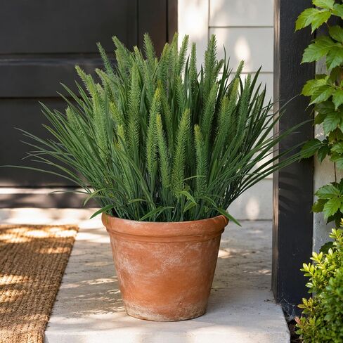 Ivydale 4 PCS Fake Plants Outdoor Artificial Plastic Grass,20" Faux Dog Tail Grass Plant UV Resistant Outdoors Fake Greenery Stems Bushes for Planters Patio Porch Window Box Pathway Garden Home Decor in Saudi Arabia