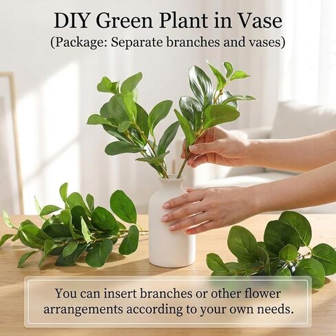 Dremisland 14.5" Artificial Small Potted Plants Faux Eucalyptus Stems with Ceramic Vase Faux Greenery in Pots Realistic Decorative Desk Plants for Home Wedding Centerpieces Office Table Decor in Saudi Arabia