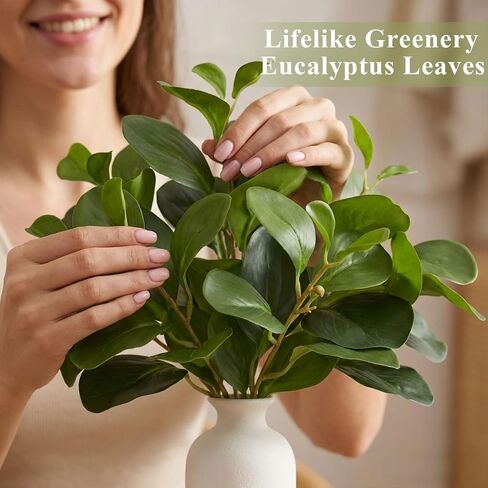 Dremisland 14.5" Artificial Small Potted Plants Faux Eucalyptus Stems with Ceramic Vase Faux Greenery in Pots Realistic Decorative Desk Plants for Home Wedding Centerpieces Office Table Decor in Saudi Arabia