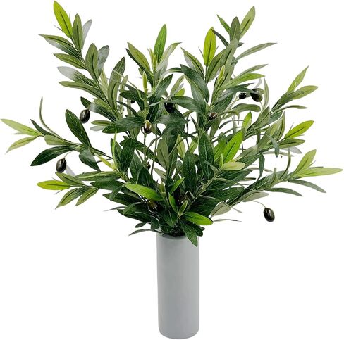 فروع زيتون صناعية من SNAIL GARDEN مع 290 ​​ورقة، 25.6 بوصة فروع زيتون خضراء صناعية، عبوتين من فروع الزيتون للمزهريات، سيقان خضراء لديكور المنزل، أكاليل الزهور، القطع المركزية، الزفاف in Kuwait
