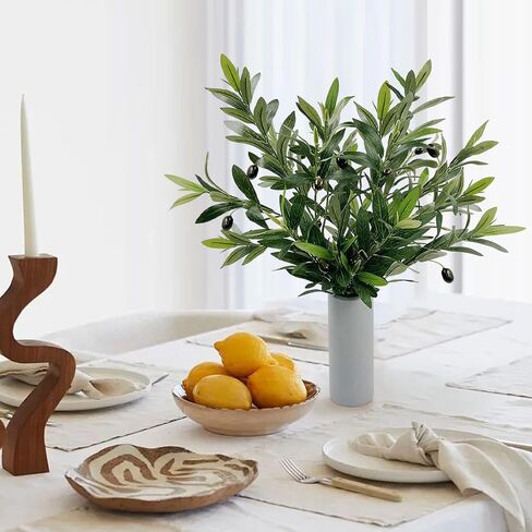 فروع زيتون صناعية من SNAIL GARDEN مع 290 ​​ورقة، 25.6 بوصة فروع زيتون خضراء صناعية، عبوتين من فروع الزيتون للمزهريات، سيقان خضراء لديكور المنزل، أكاليل الزهور، القطع المركزية، الزفاف in Kuwait