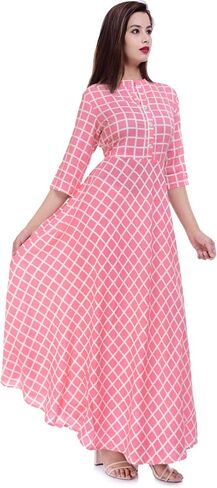 Ramkudi Indian Women's Checks Cotton Kurti Top in Saudi Arabia