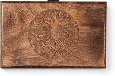 Handmade Mango Wood Keepsake Box with Engraved Tree of Life – Wooden Jewelry Box, Trinket Box, Flame Worked Finish, Unique Gift for Women & Men in Kuwait