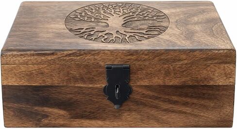 Handmade Mango Wood Keepsake Box with Engraved Tree of Life – Wooden Jewelry Box, Trinket Box, Flame Worked Finish, Unique Gift for Women & Men in Kuwait