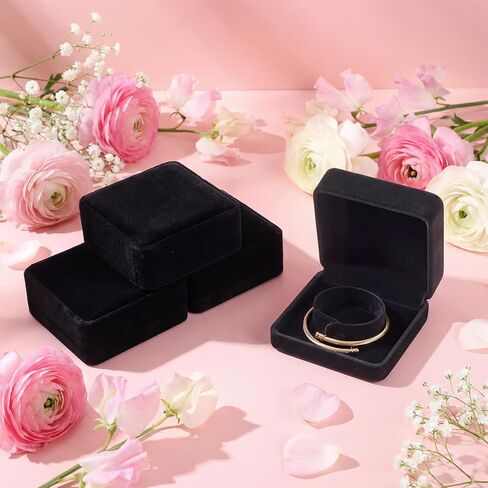 12PCS Velvet Bracelet Gift Boxes 3.5x3.5 Inch Exquisite Jewelry Bangle Necklace Case Black Elegant Display & Storage Box for Wedding Engagement Birthday Anniversary Ceremony for Women Girl in Saudi Arabia