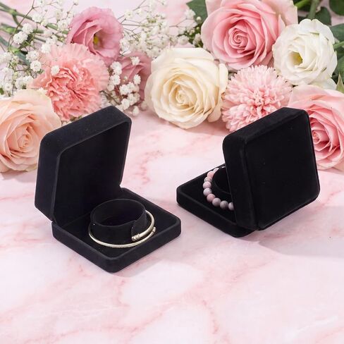 12PCS Velvet Bracelet Gift Boxes 3.5x3.5 Inch Exquisite Jewelry Bangle Necklace Case Black Elegant Display & Storage Box for Wedding Engagement Birthday Anniversary Ceremony for Women Girl in Saudi Arabia