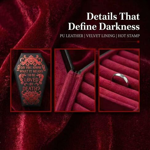 Gothic Coffin Jewelry Box, Velvet Skull for Goth Girls | Soft velvet coffin box with skull hot stamping; holds rings, earrings, necklaces. Ideal for Goth, Punk & Halloween lovers. in Saudi Arabia
