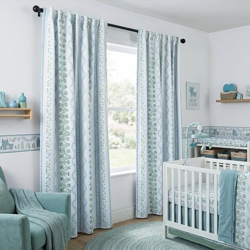 Light Blue and White Floral Blackout Curtains, French Country Cottage Core Green Scalloped Thermal Insulated Drape for Summer Heat, Grand Millenial Coastal Curtain for Living Room Bedroom 84 Inch Long in Kuwait