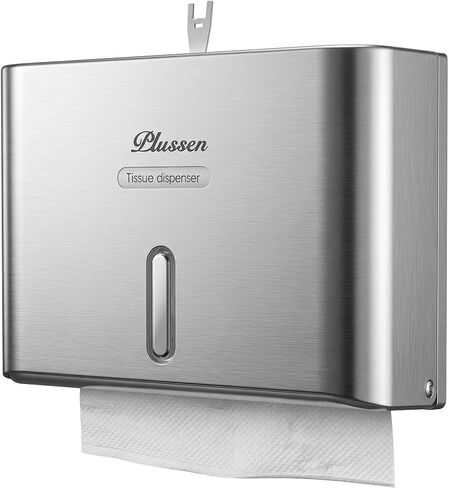 Paper Towel Dispenser Wall Mount, Adhesive No Drilling Multifold Trifold C Fold Commercial Hand Towel Dispenser,Silver in Kuwait