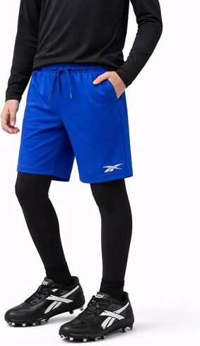 Reebok Boys Basketball Shorts with Leggings - 2-in-1 Boys Athletic Shorts with Inner Compression Pants Drawstring & Pockets in Kuwait