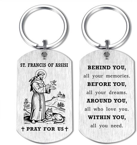 Alotozo St. Francis of Assisi Gifts - Saint Francis Keychain for Men Women, Patron Saint of Animals Ecology Merchants Gifts, Religious Gift for Pet Lovers, Mom Daughter Friend Birthday Christmas in Kuwait