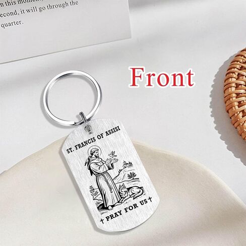 Alotozo St. Francis of Assisi Gifts - Saint Francis Keychain for Men Women, Patron Saint of Animals Ecology Merchants Gifts, Religious Gift for Pet Lovers, Mom Daughter Friend Birthday Christmas in Kuwait