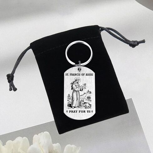 Alotozo St. Francis of Assisi Gifts - Saint Francis Keychain for Men Women, Patron Saint of Animals Ecology Merchants Gifts, Religious Gift for Pet Lovers, Mom Daughter Friend Birthday Christmas in Kuwait