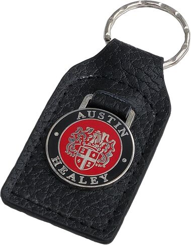Austin-Healey Crest Leather and Enamel Key Ring Key Fob Black in Kuwait