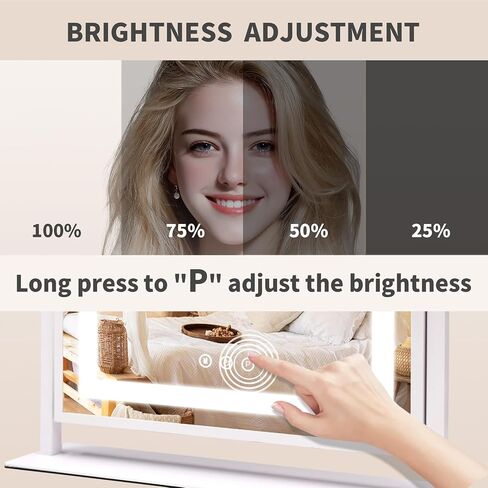 SANYCASA Vanity Mirror with Lights, Lighted Makeup Mirror with Touch Control & 3 Color Modes, 10X Magnification & Dimmable LED, USB Charging Port, Desktop Tabletop Mirror for Makeup (24x19 Inch) in Saudi Arabia