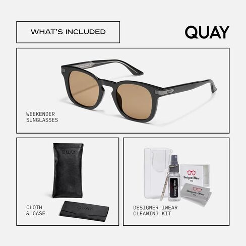 QUAY WEEKENDER Rounded Square Sunglasses for Men for Women + BUNDLE with ACCESSORY EYEWEAR KIT in Saudi Arabia