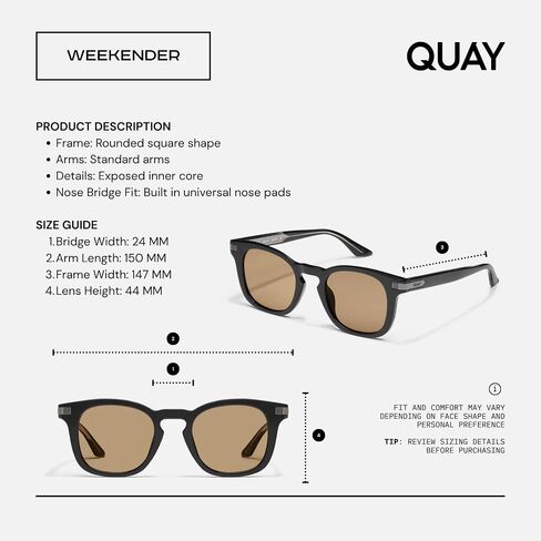 QUAY WEEKENDER Rounded Square Sunglasses for Men for Women + BUNDLE with ACCESSORY EYEWEAR KIT in Saudi Arabia