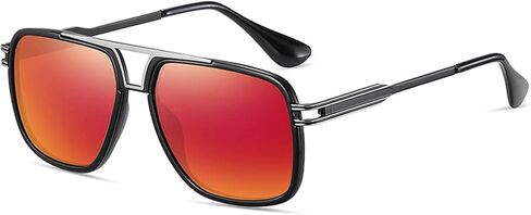 Men's Polarized Sunglasses Retro Square Frame - UV400 Protection for Driving, Beach & Outdoor - Classic Double Bridge in Kuwait
