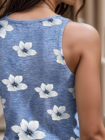 Flamingals Women's V Neck Tank Tops Sleeveless Floral Print Boho Button Front Fitted T Shirts Summer Clothes 2026 in Kuwait