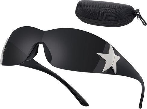 HOVEOX Y2k Sunglasses Rave Glasses 2000s Star Sunglasses Y2k Glasses with Glasses Case 2000s Accessories Outfits for Woman in Kuwait
