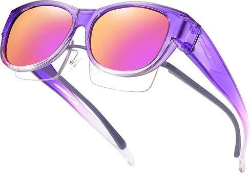 Polarized Fit Over Glasses Sunglasses for Women UV Protection Trendy Oval Wrap Around Goggles Shades Eyewear in Kuwait