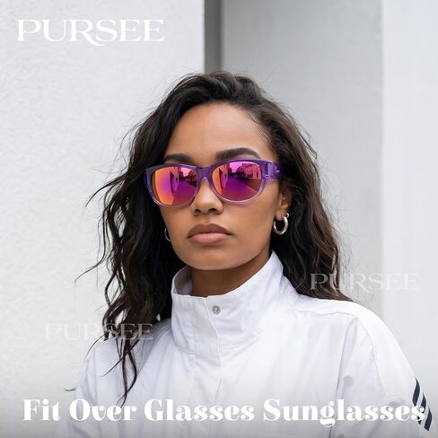 Polarized Fit Over Glasses Sunglasses for Women UV Protection Trendy Oval Wrap Around Goggles Shades Eyewear in Kuwait